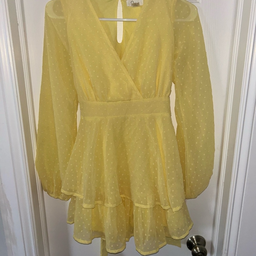 Yellow Sheer Polka Dot Dress